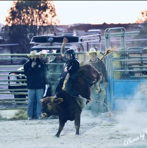 Gazza was a big fan of rodeos and rode in the Menzies rodeo. You will see every biltong packet we produce has a silhouette of this photo on it.